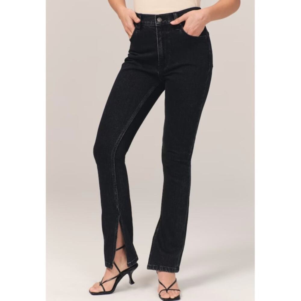NWT Abercrombie & Fitch Black High-Rise Skinny Jean with Split Inseam